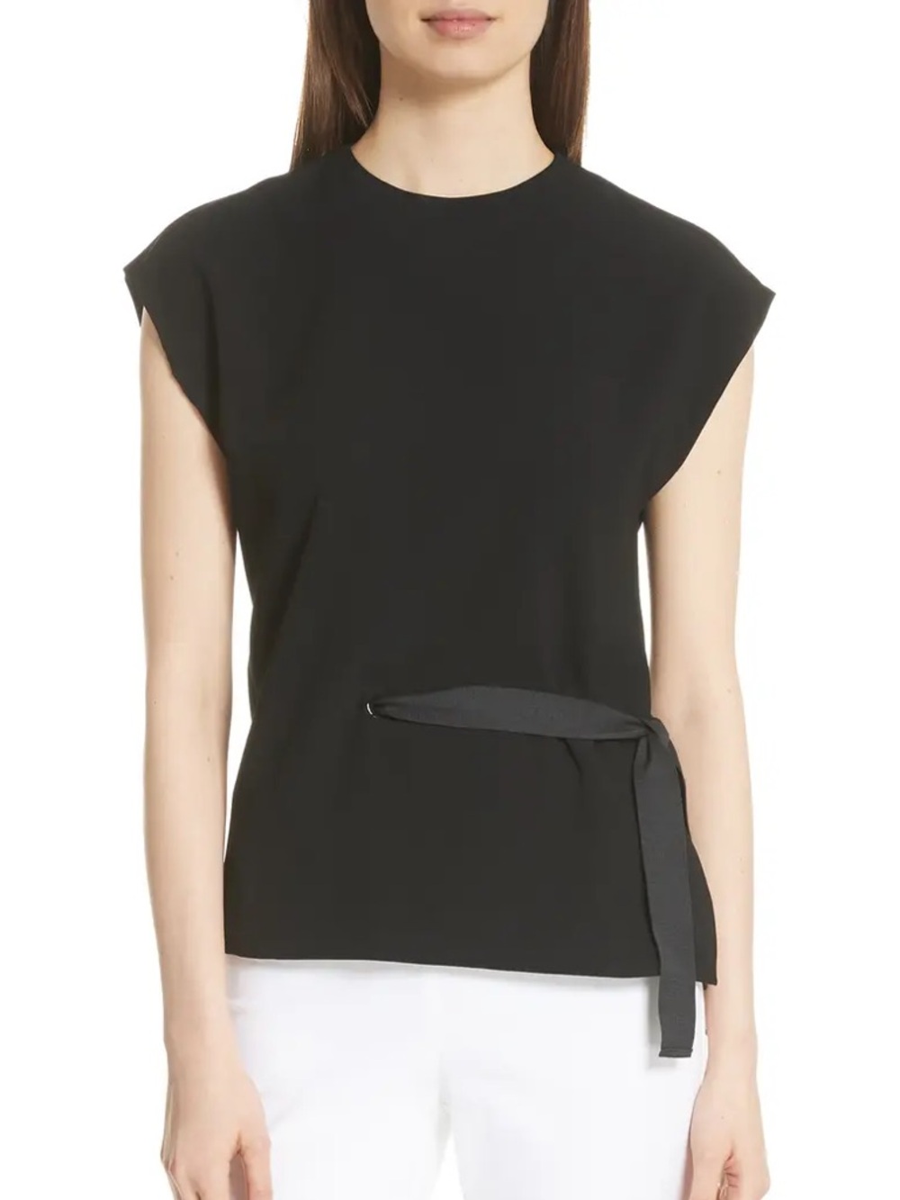 rag & bone Etta Adjustable Double Side Tie Top Cap-Sleeve Black Shirt Blouse M